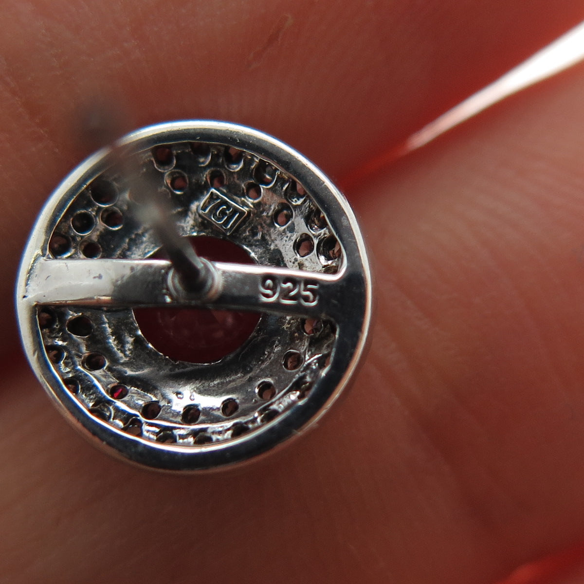 925 Sterling Silver Round-Cut Lab-Created Ruby & C Z Stud Earrings