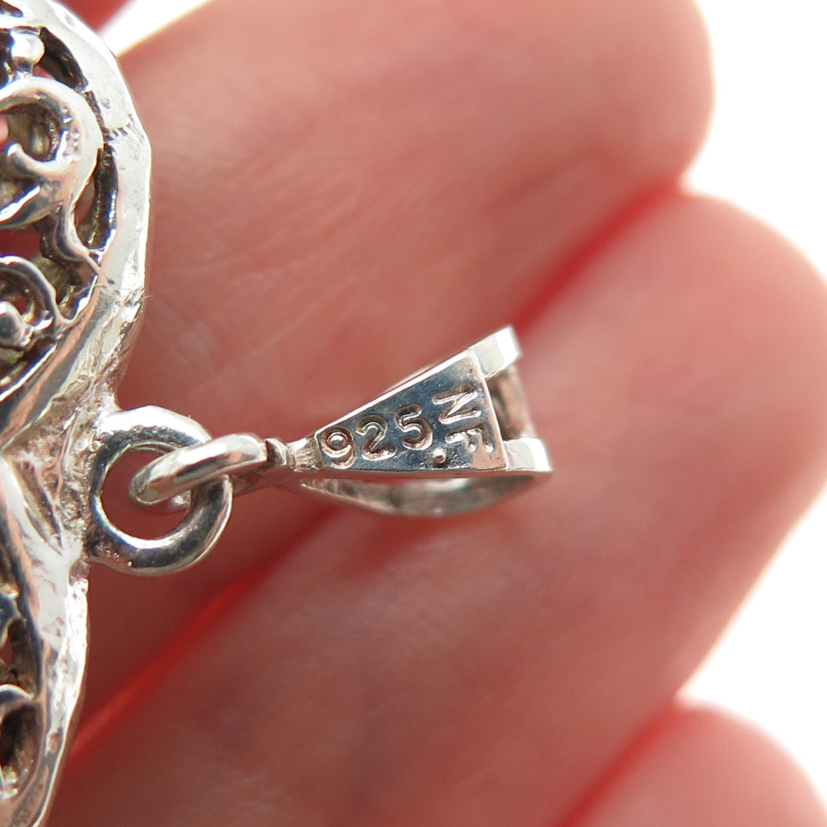CHAPAL ZENRAY 925 Sterling Silver Vintage Ornate Heart Charm Pendant