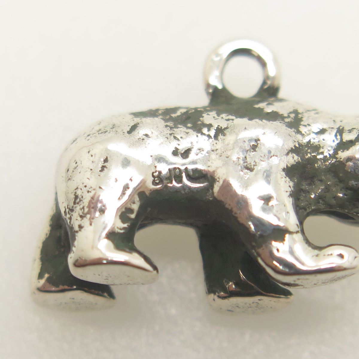 800 Silver Vintage Bear Minimalist 3D Charm Oxidized Pendant
