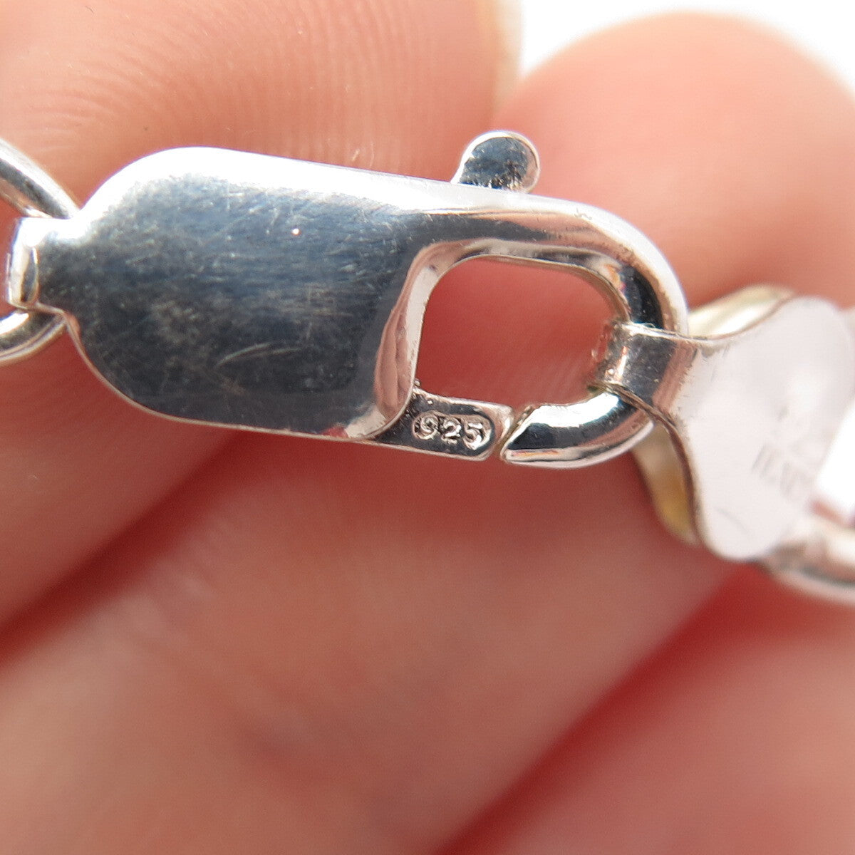 925 Sterling Silver Italy Figaro Link Bracelet 9''