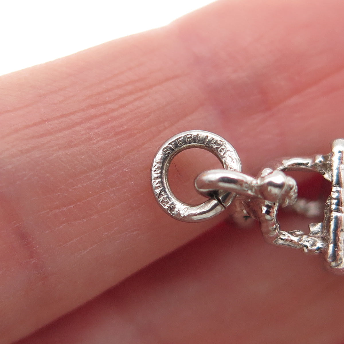 CELLINI 925 Sterling Silver Vintage Man Pushing Carriage Mini 3D Charm Pendant
