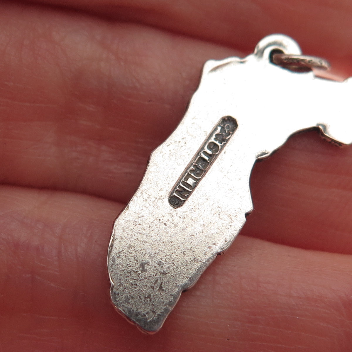 MAISELS INDIAN 925 Sterling Silver Vintage Florida State Map Charm Pendant