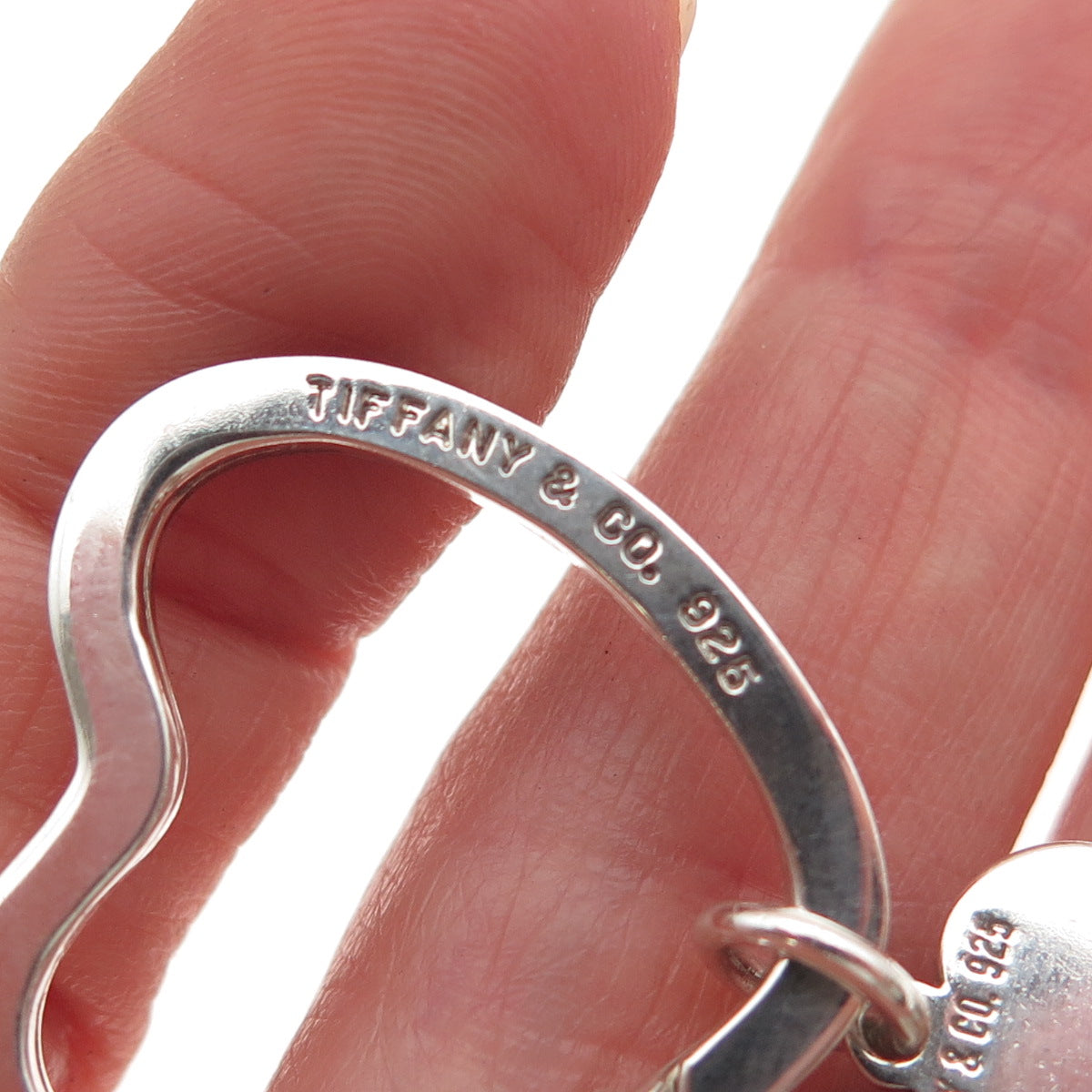 TIFFANY & CO. 925 Sterling Silver Vintage Heart Key Fob Ring Holder