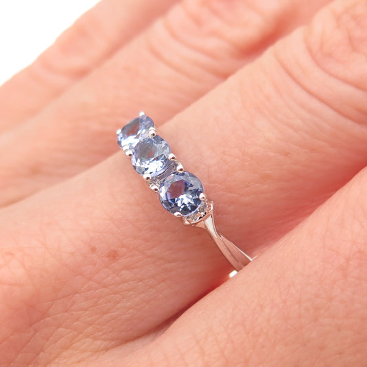 Chuck Clemency 925 Sterling Silver Real Round-Cut Tanzanite Ring Size 7