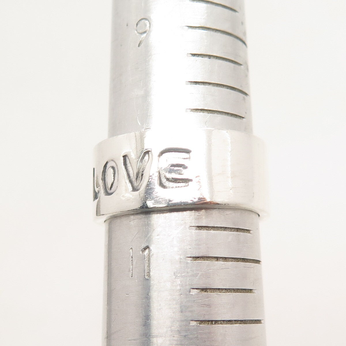 925 Sterling Silver Vintage Mexico "LOVE" Band Ring Size 10.75