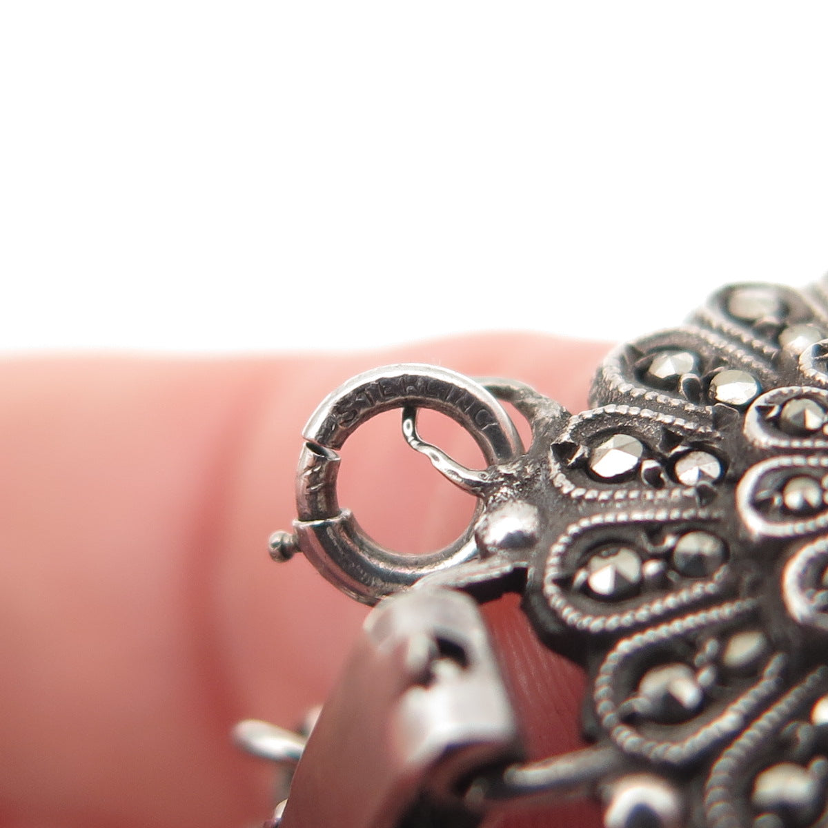 Kimler & Daniel Sterling Silver Antique Art Deco Real Marcasite Bracelet 6.75"