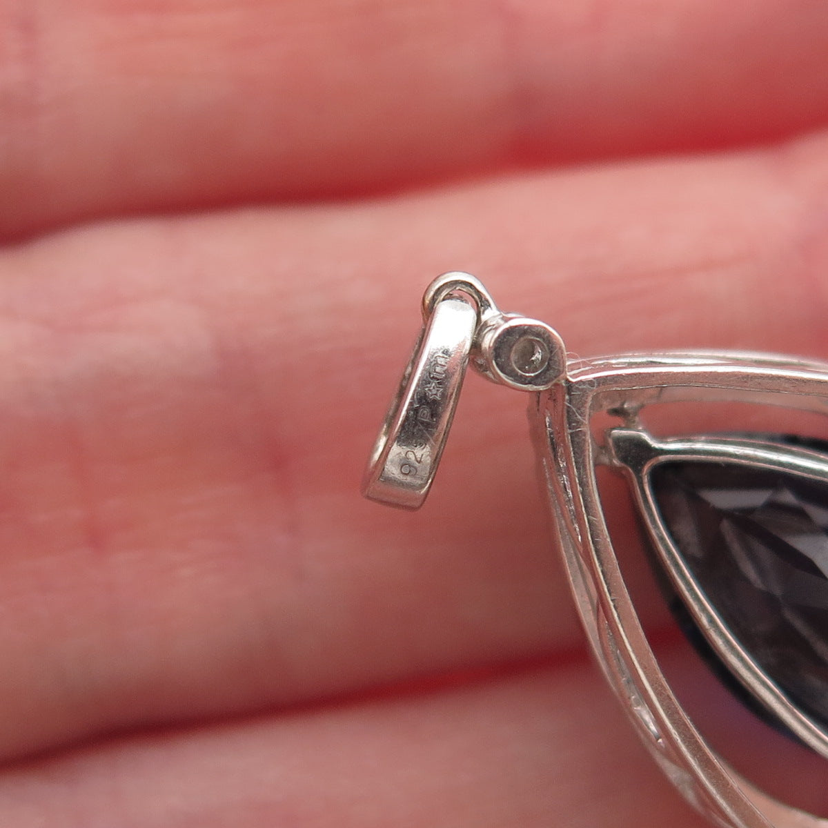 925 Sterling Silver Lab-Created Sapphire Real White Topaz Charm Pendant
