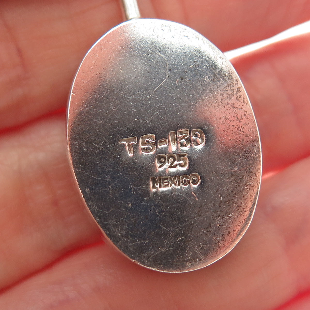 925 Sterling Silver Vintage Mexico Real Tyrone Turquoise Modernist Pendant