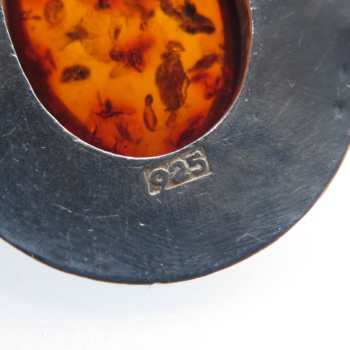 925 Sterling Silver Vintage Real Amber Modernist Granulated Earrings