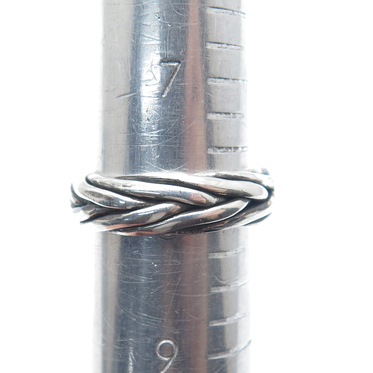 925 Sterling Silver Vintage CII Mexico Woven Oxidized Band Ring Size 8