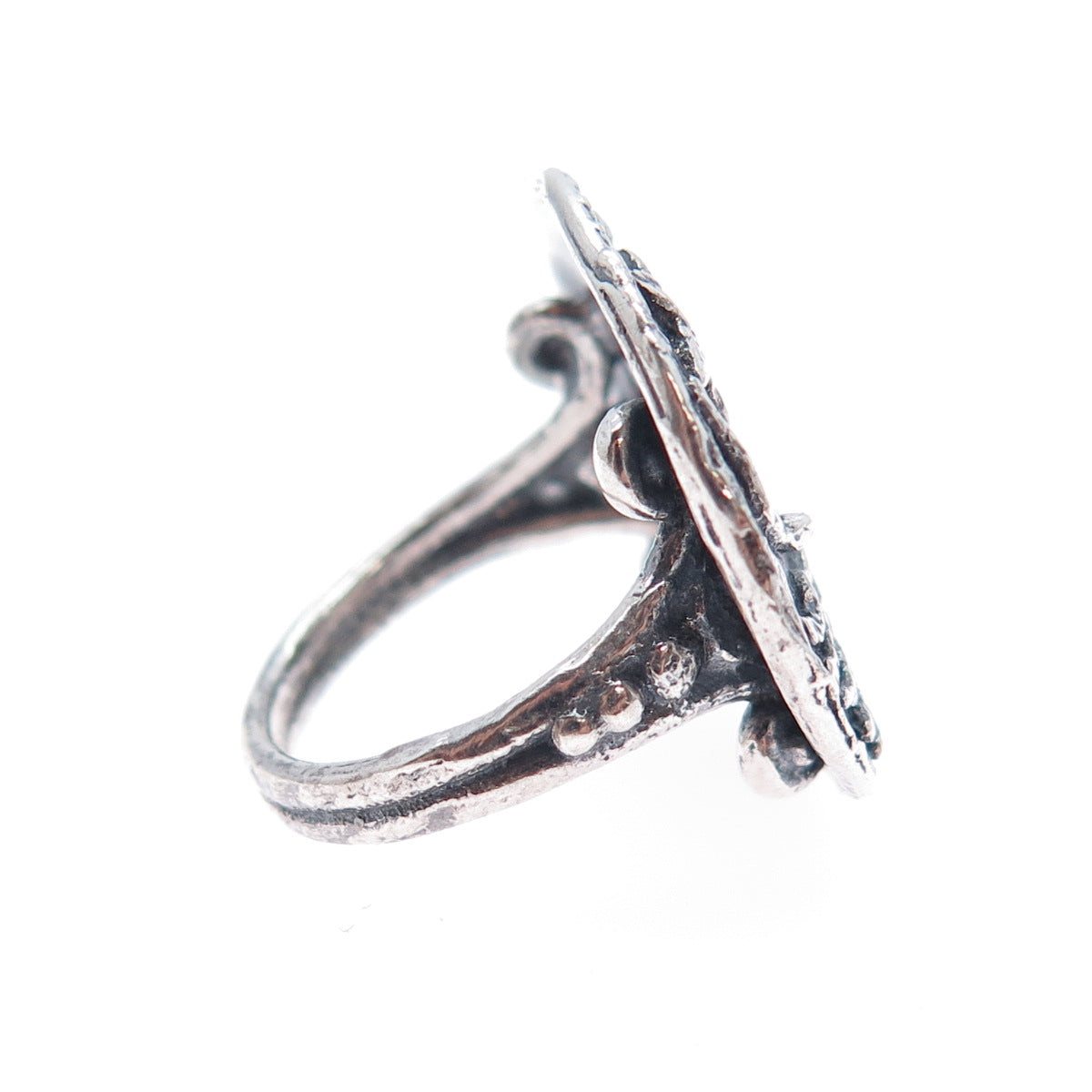 925 Sterling Silver Vintage Celestial Bodies & Ocean Oxidized Ring Size 5.25