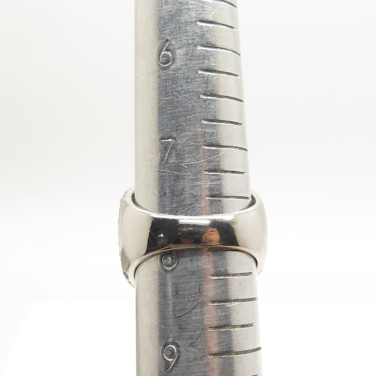 925 Sterling Silver Pave Multi-C Z Wide Ring Size 8