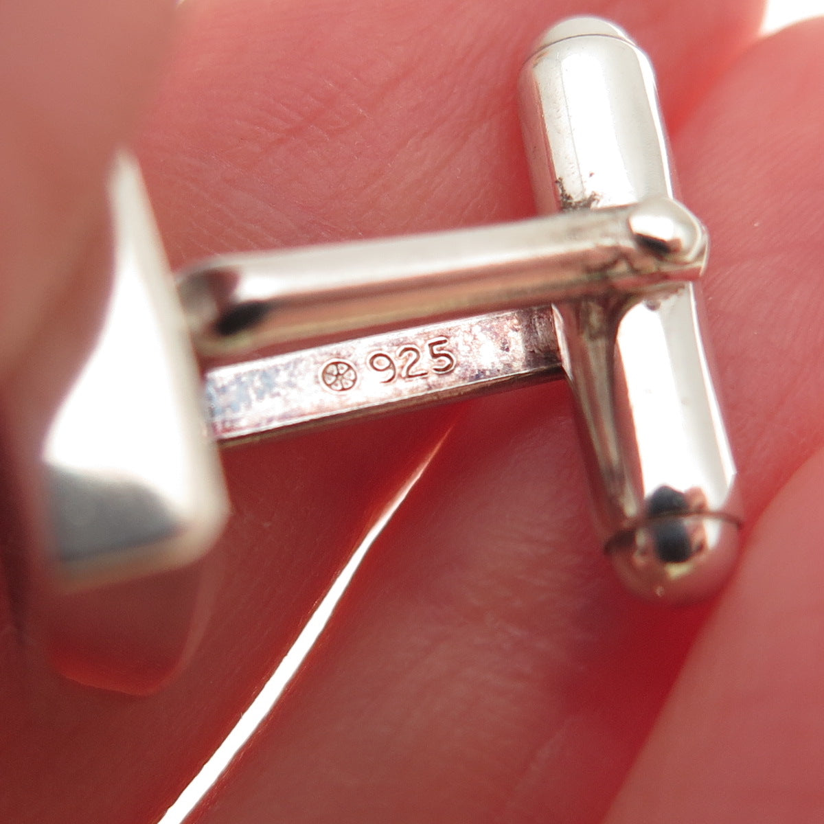 925 Sterling Silver Vintage Real Amber Modernist Cufflinks