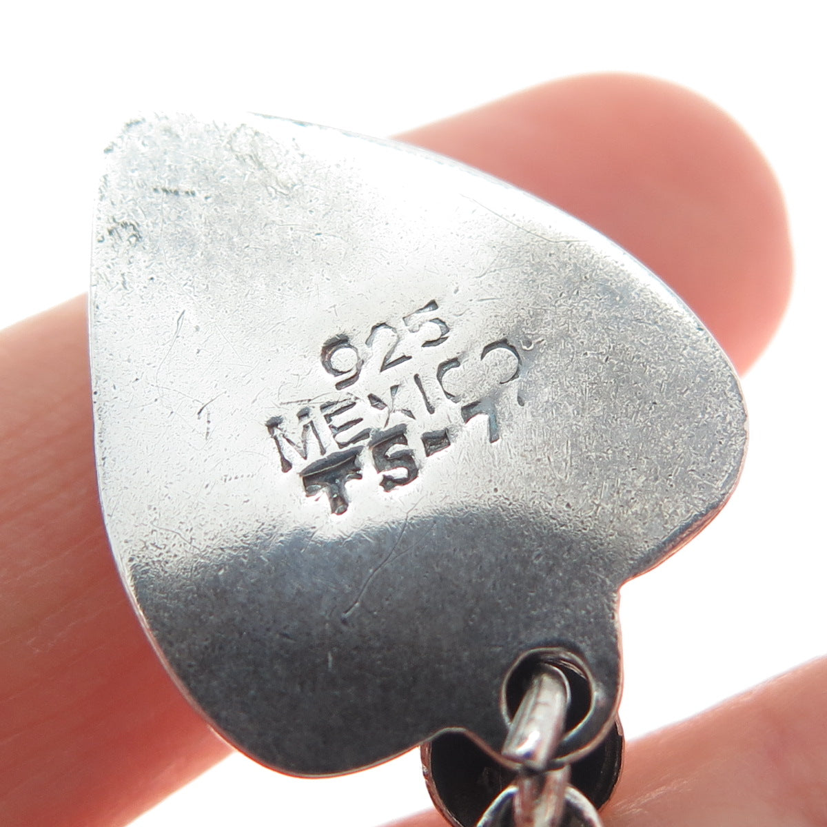 925 Sterling Vintage Mexico Modernist Heart Oxidized Clip On Dangle Earrings