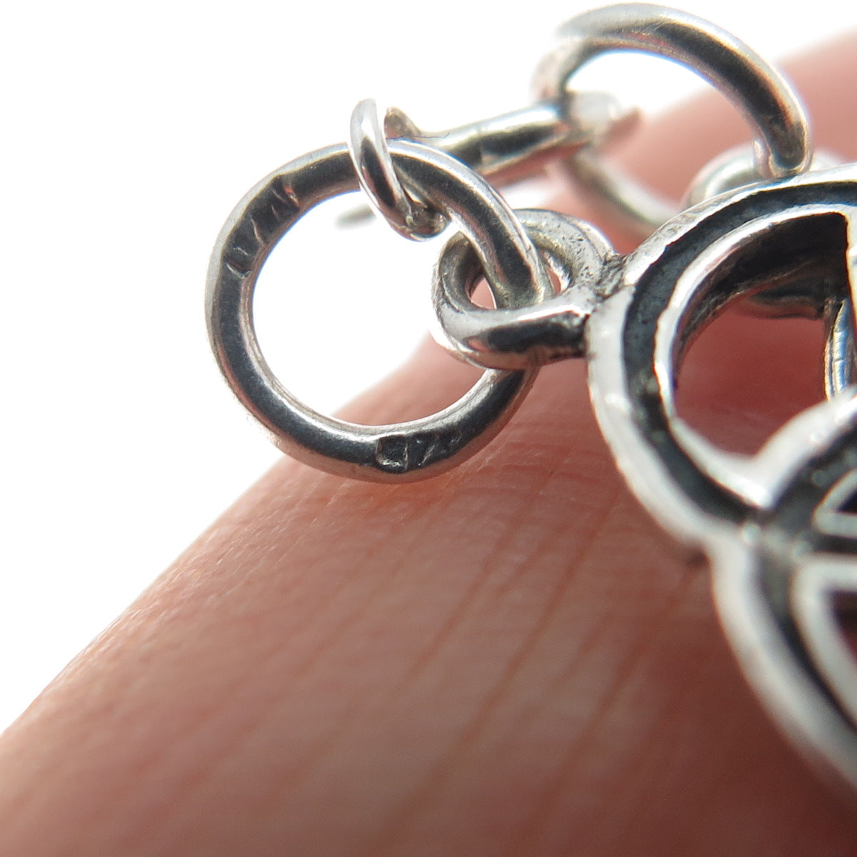 925 Sterling Silver Vintage Real Black Onyx Celtic Love Knot Link Bracelet 7.25"