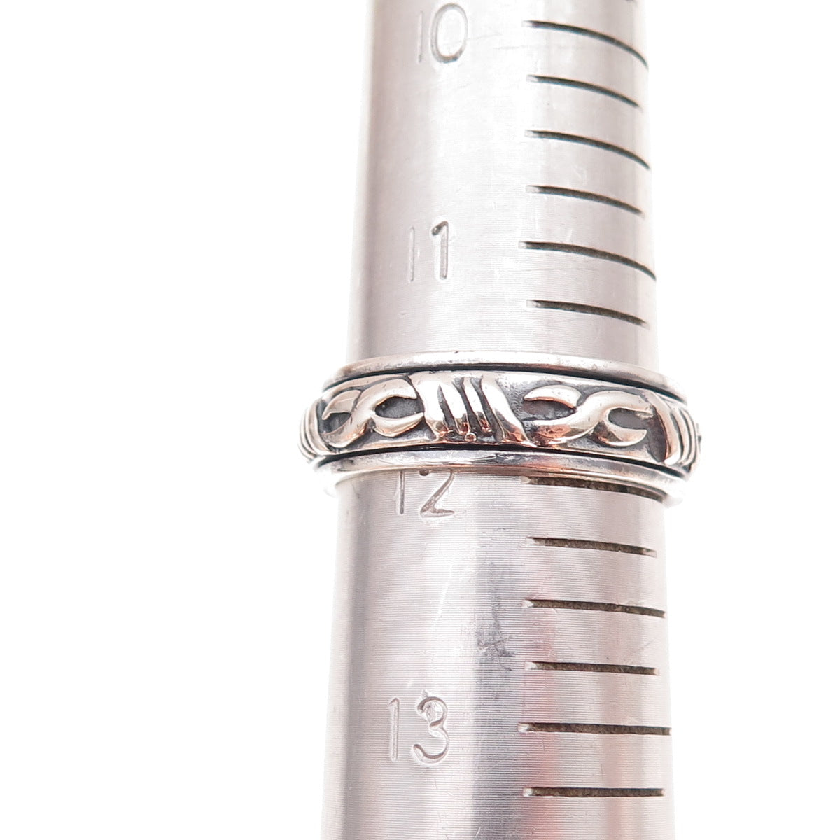 925 Sterling Silver Vintage Infinity Oxidized Rotating Band Ring Size 12