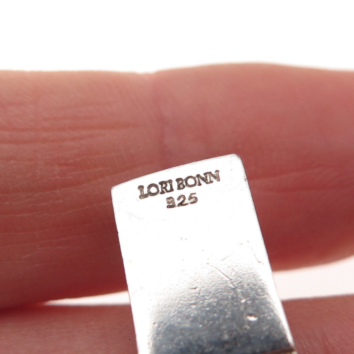 LORI BONN Sterling Silver Vintage Real Blue Topaz Modernist Slide Charm Pendant