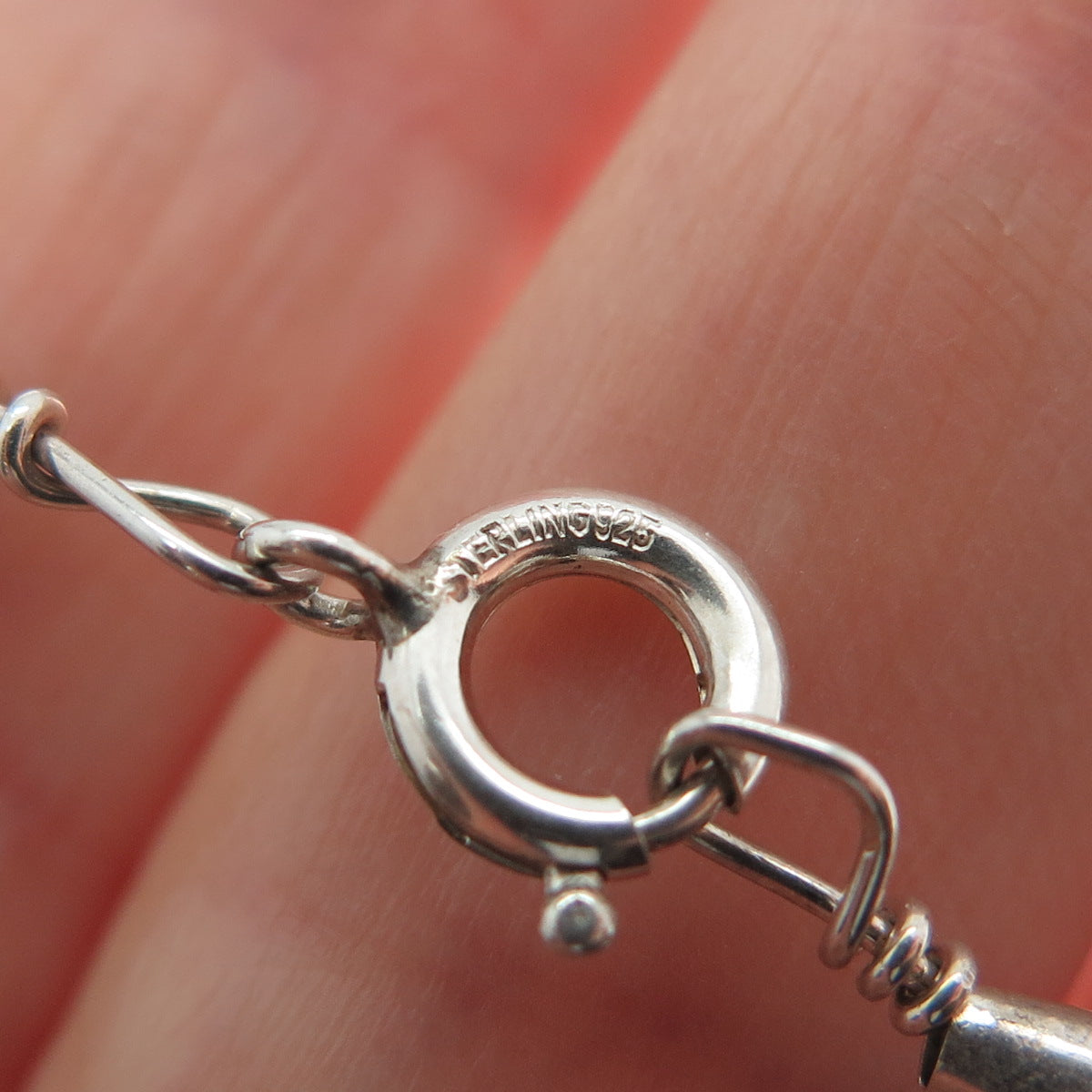 925 Sterling Silver Vintage Southwestern Real Azurite Gem Bead Link Bracelet 7"