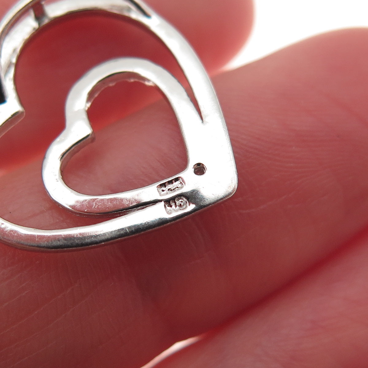 Charles Winston 925 Sterling Silver Real Diamond Heart Mini Slide Charm Pendant