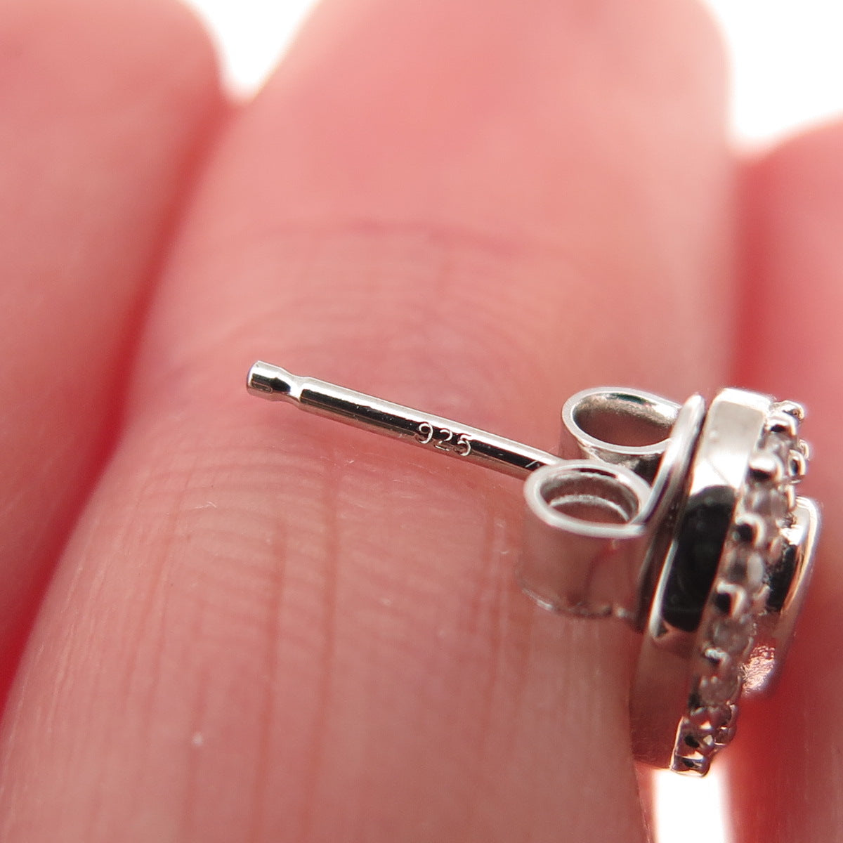 925 Sterling Silver Oval & Round-Cut C Z Stud Earrings