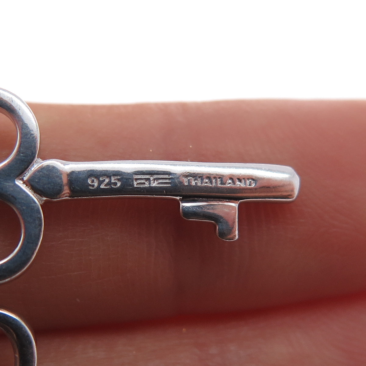 925 Sterling Silver Real Round-Cut Diamond Heart & Club Key Charm Pendant