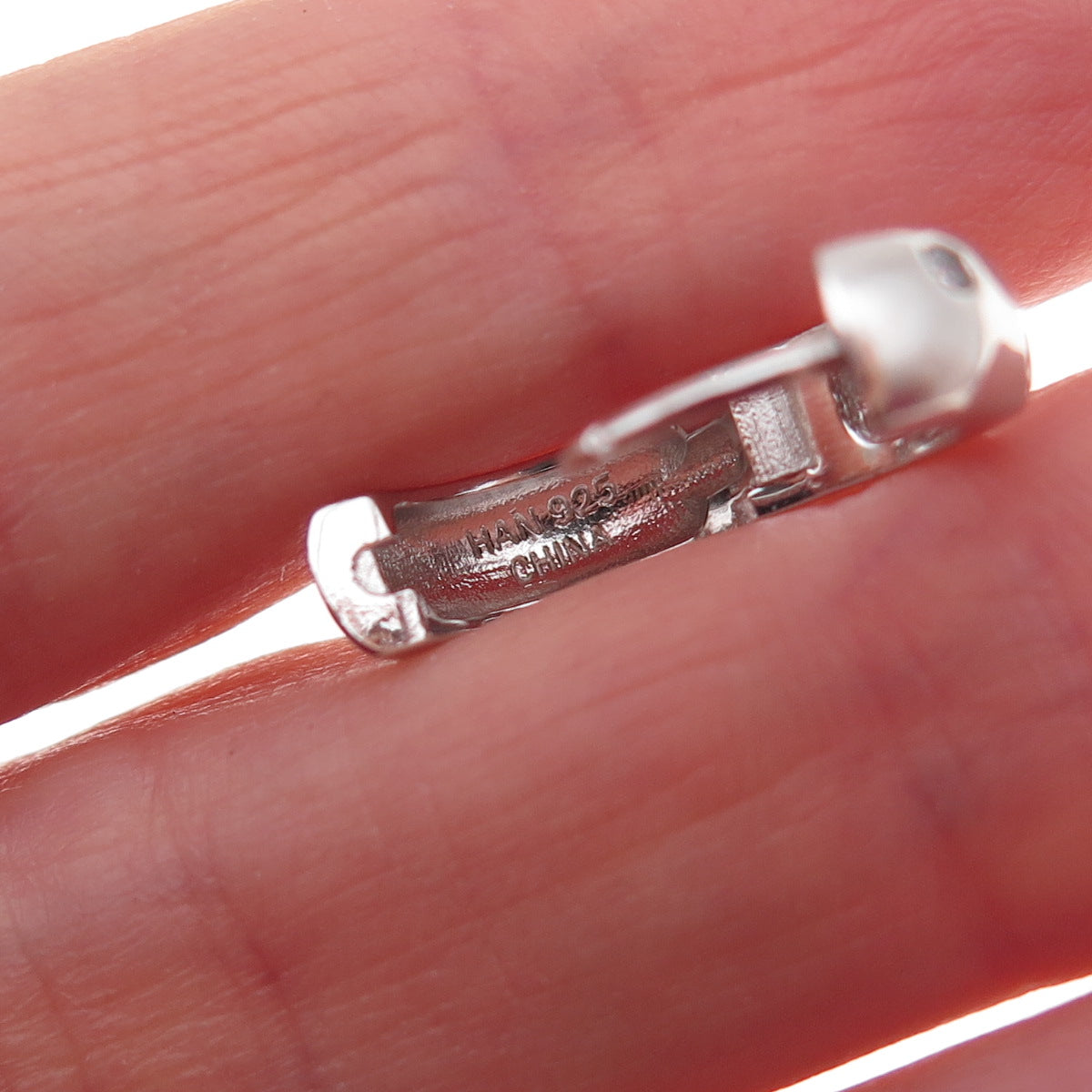Han 925 Sterling Silver Round-Cut C Z Hoop Earrings