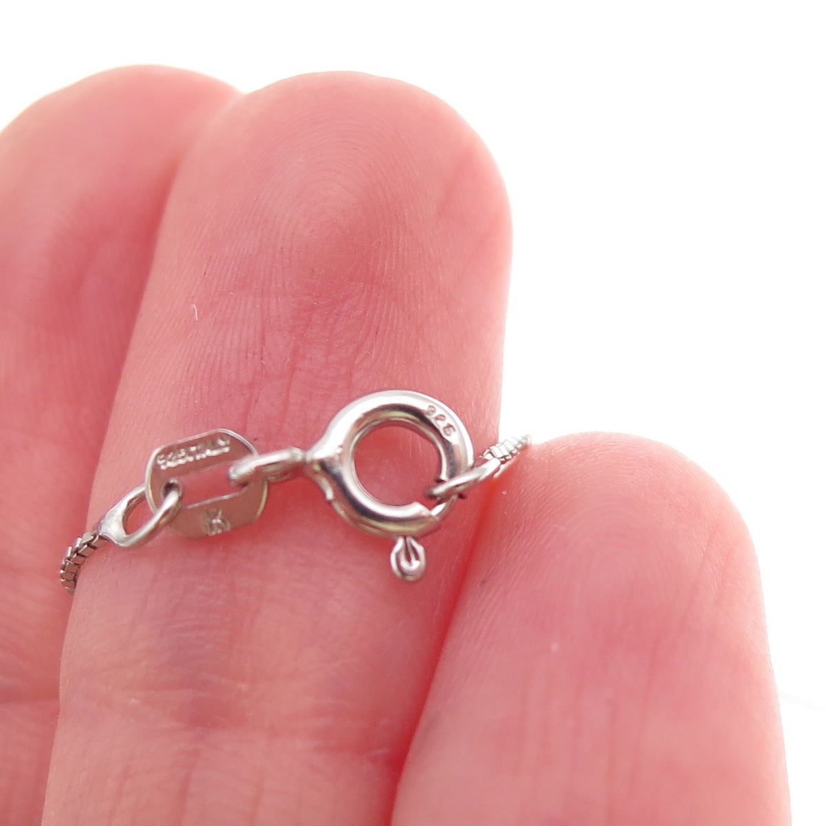 925 Sterling Silver Enamel It's A Boy Box Chain Necklace 18"