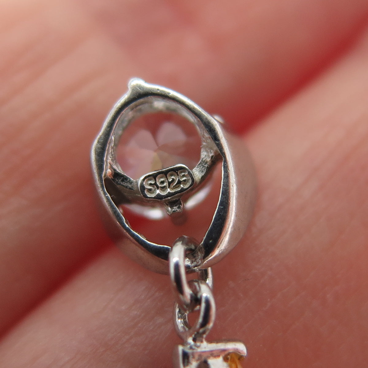 925 Sterling Silver Round-Cut White Pear-Cut Canary C Z Minimalist Slide Pendant