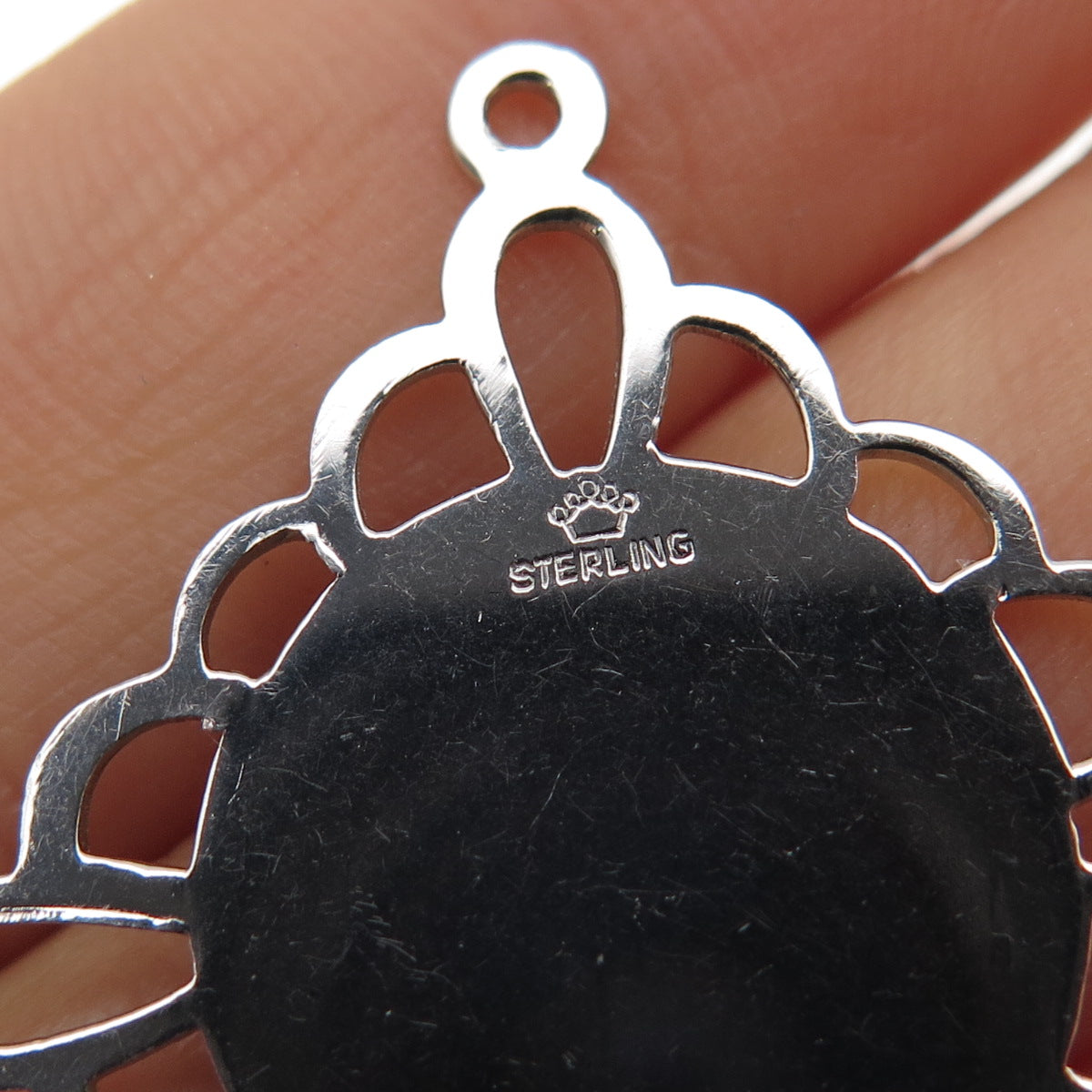 CROWN 925 Sterling Silver Vintage Happy Birthday Charm Pendant