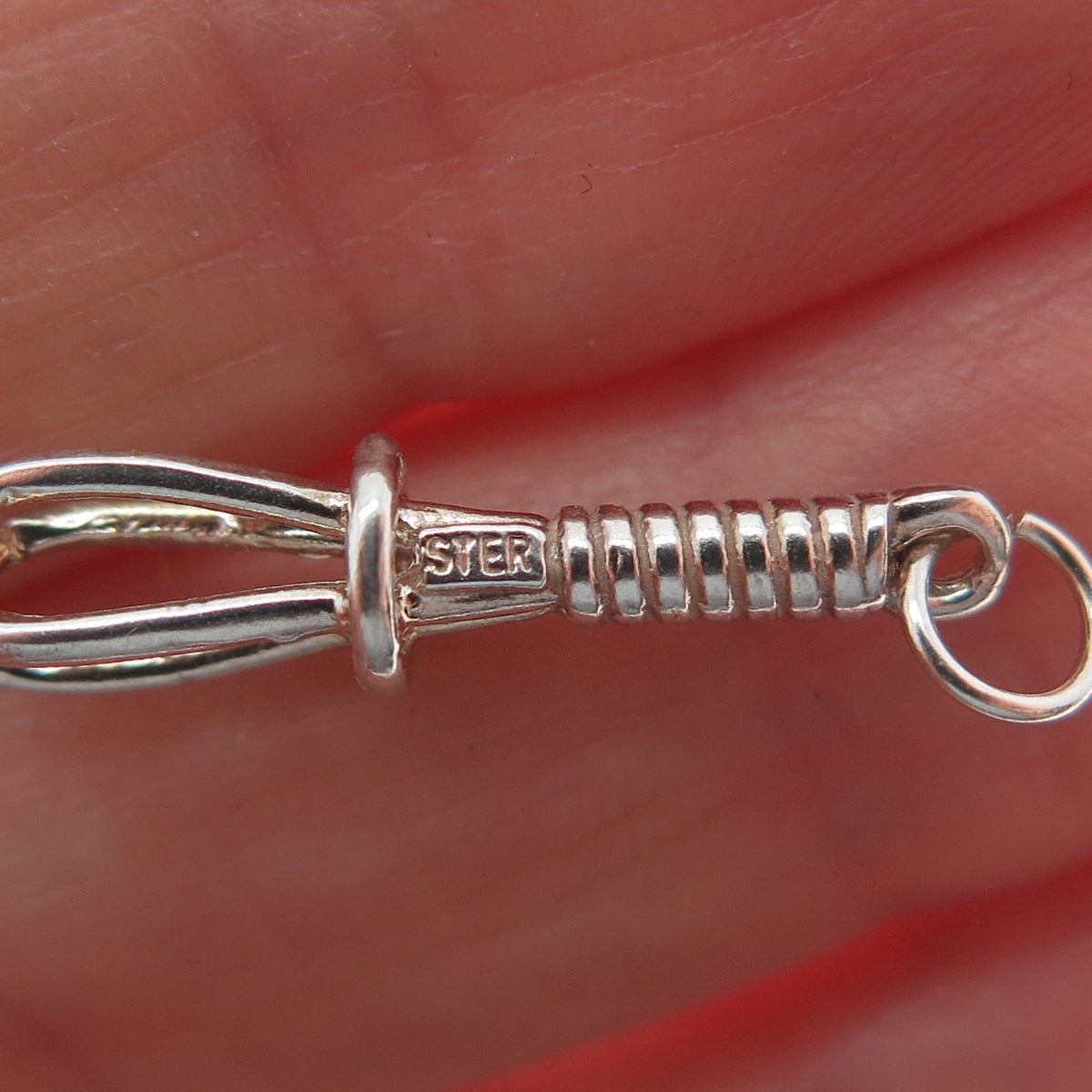 925 Sterling Silver Vintage Whip / Whisk Minimalist 3D Charm Pendant