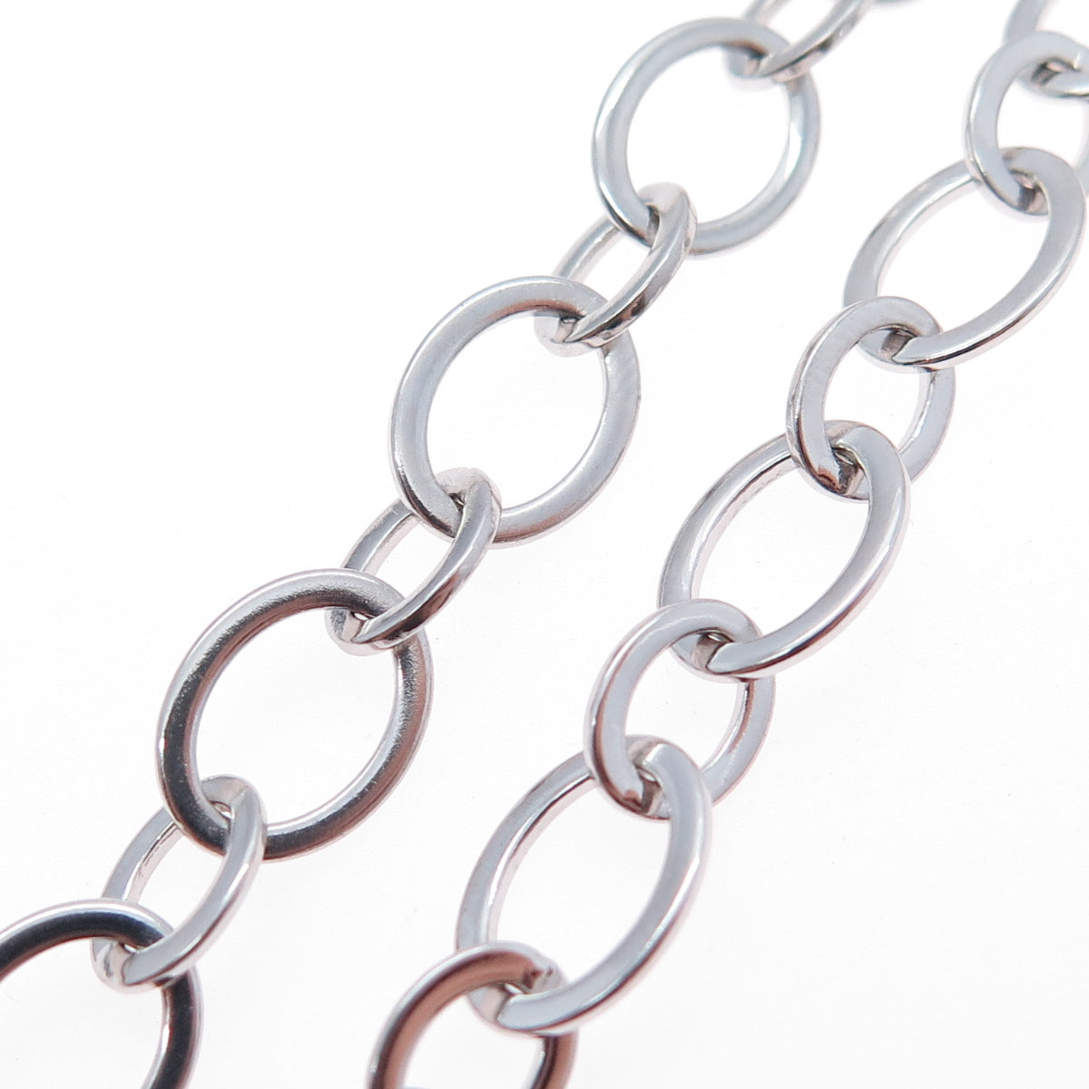 925 Sterling Silver Vintage Multi-Oval Chain Necklace 18"