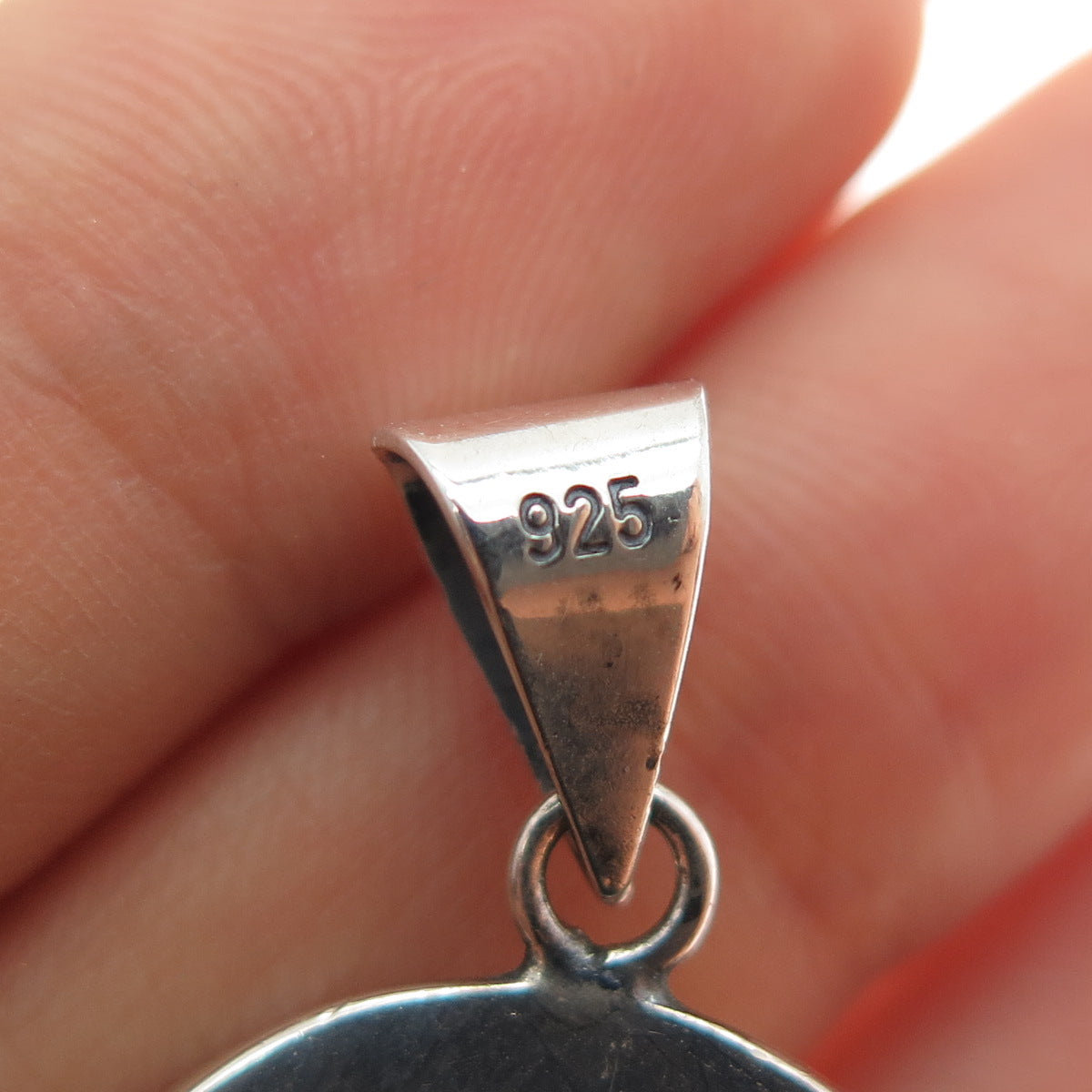 925 Sterling Silver Vintage Flower Shadow Box Oxidized Charm Pendant