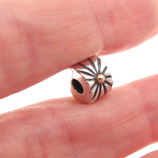 Pandora 925 Sterling Silver & Gold Sunburst Clip Charm