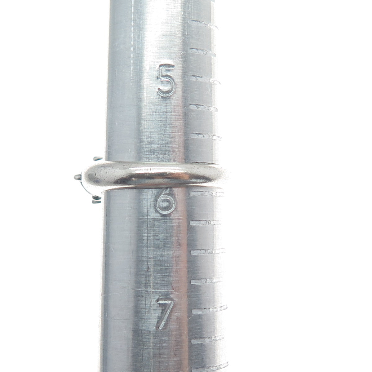 925 Sterling Silver Lab-Created Asscher-Cut Sapphire & C Z Ring Size 6