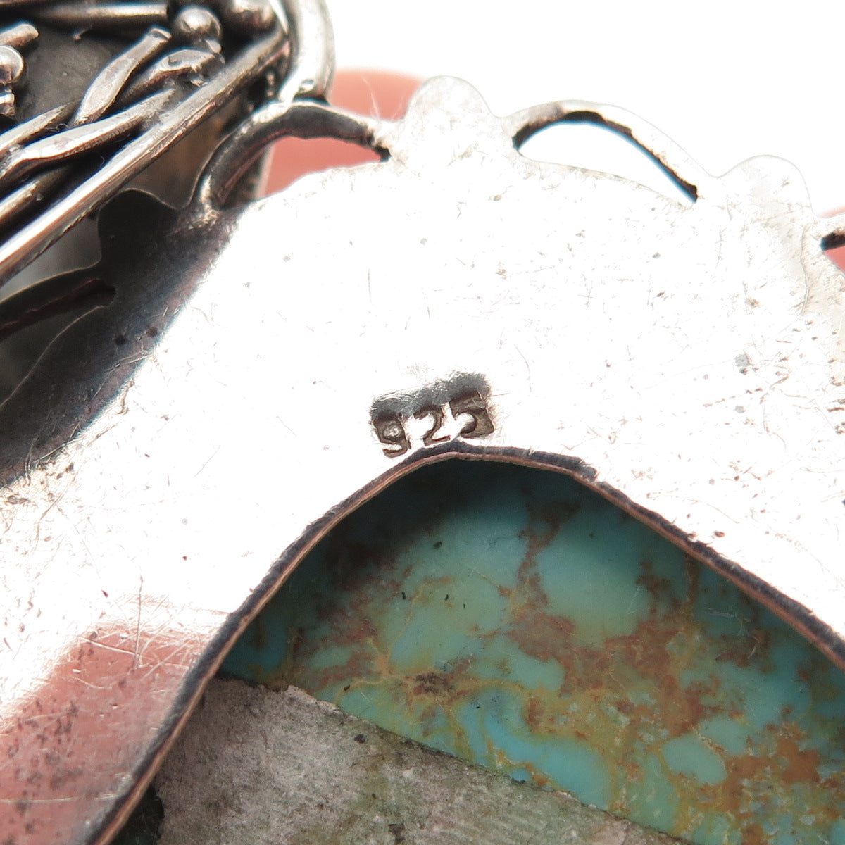 925 Sterling Silver Vintage Southwestern Real Lone Mountain Turquoise Pendant