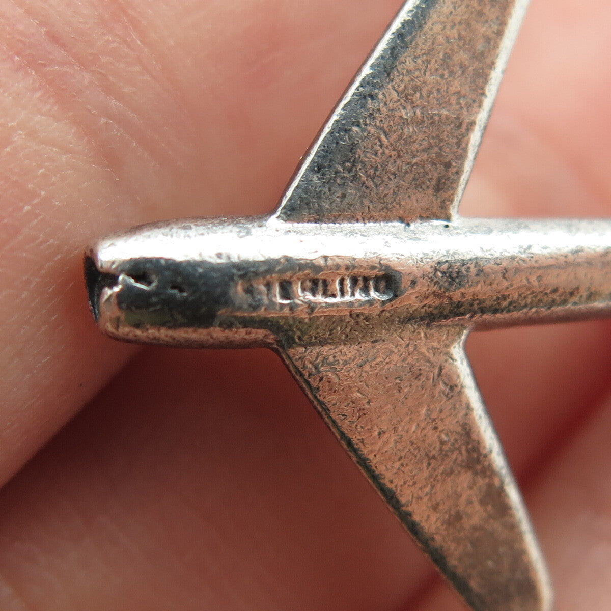 925 Sterling Silver Vintage Airplane Minimalist 3D Charm Pendant