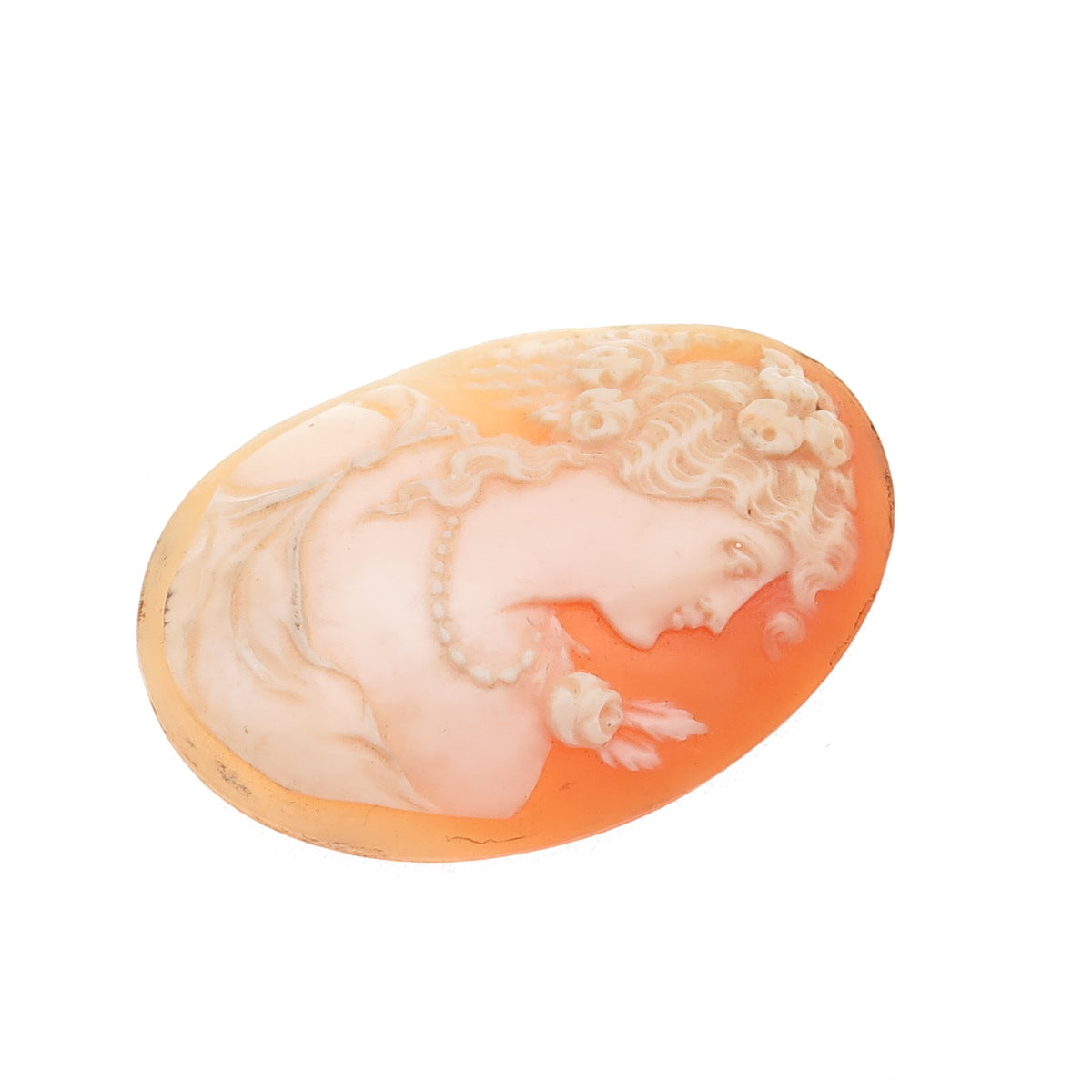 Vintage Real Mother-of-Pearl Carved Lady Cameo