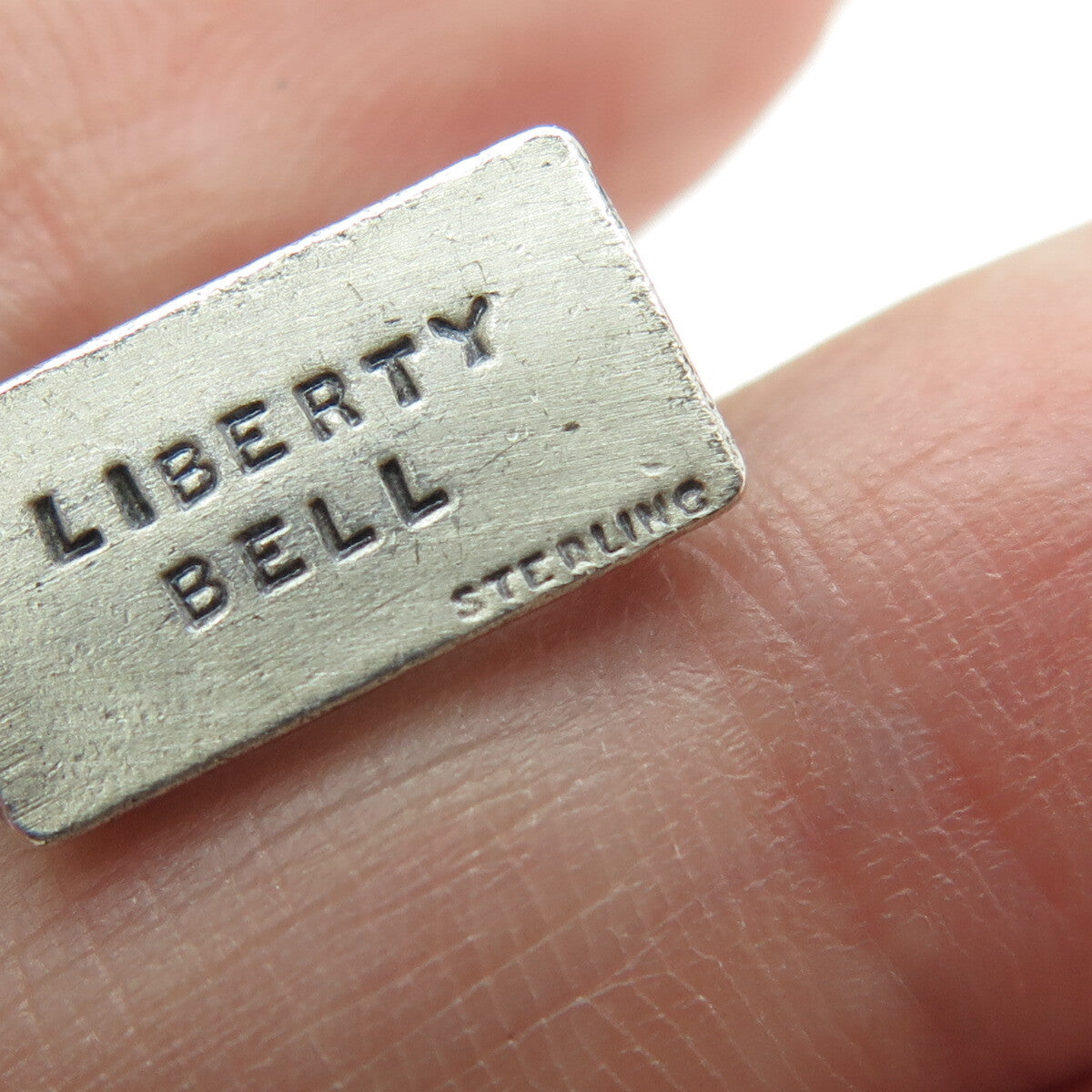 925 Sterling Silver Antique Art Deco Liberty Bell 3D Pendant