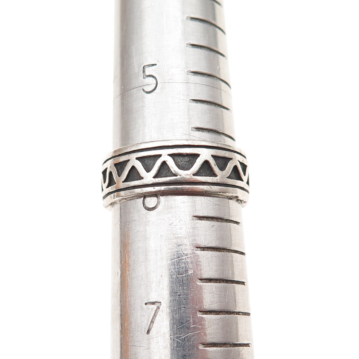 925 Sterling Silver Vintage Zig Zag Oxidized Rotating Band Ring Size 6