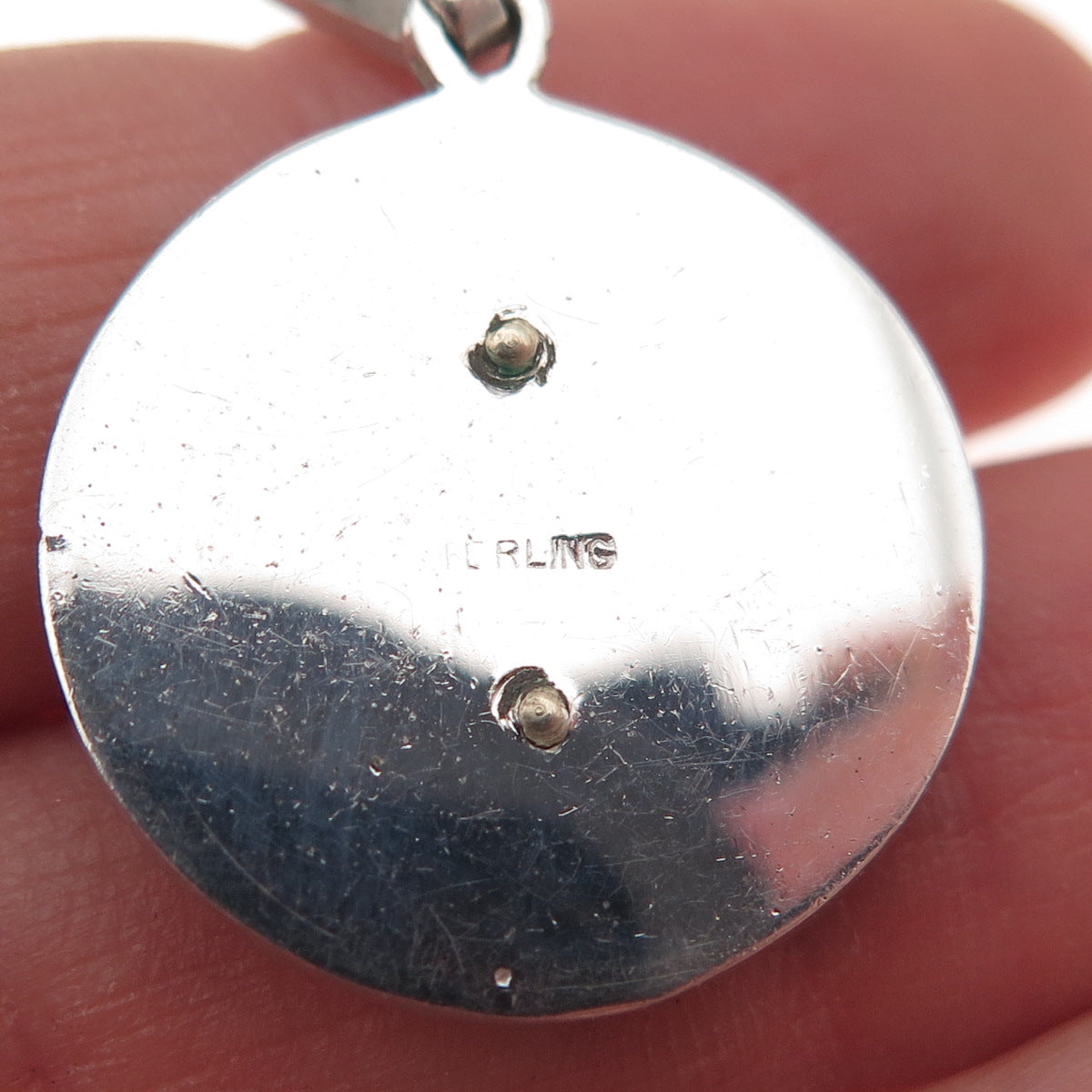 925 Sterling Silver Antique Art Deco Real MOP & Marcasite Floral Charm Pendant