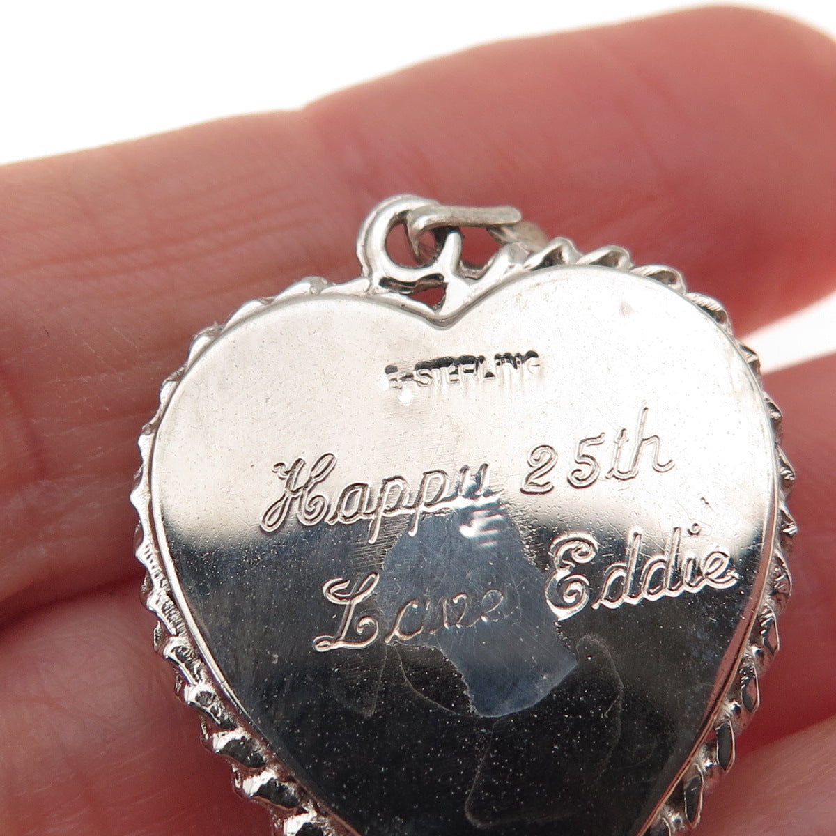 Elco 925 Sterling Silver Vintage Engraved Floral Heart Locket Charm Pendant