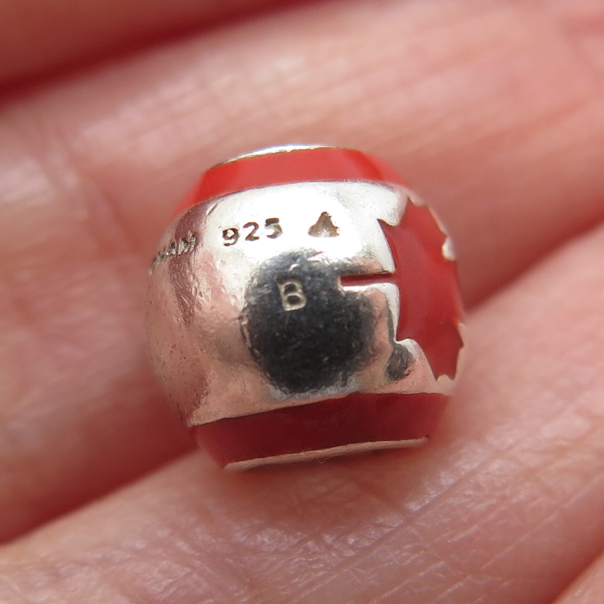 CHAMILIA 925 Sterling Silver Enamel Canadian Flag Bead Charm
