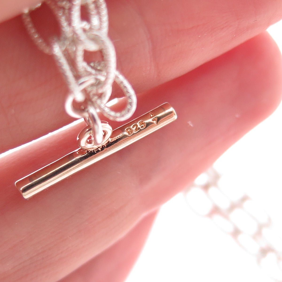 925 Sterling Silver 2-Tone Vintage Letter D & Heart Triple Chain Bracelet 7"