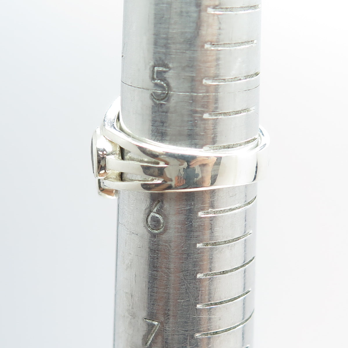 925 Sterling Silver Real Abalone Shell Modernist Ring Size 5.75