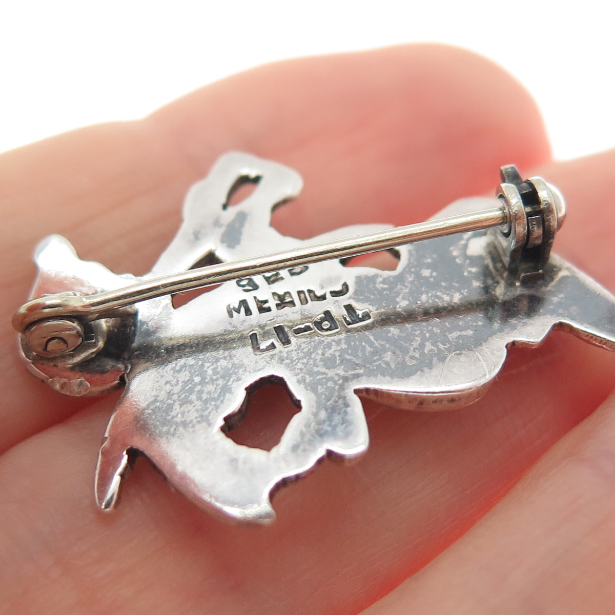 925 Sterling Silver Vintage Mexico Cherub Oxidized Pin Brooch