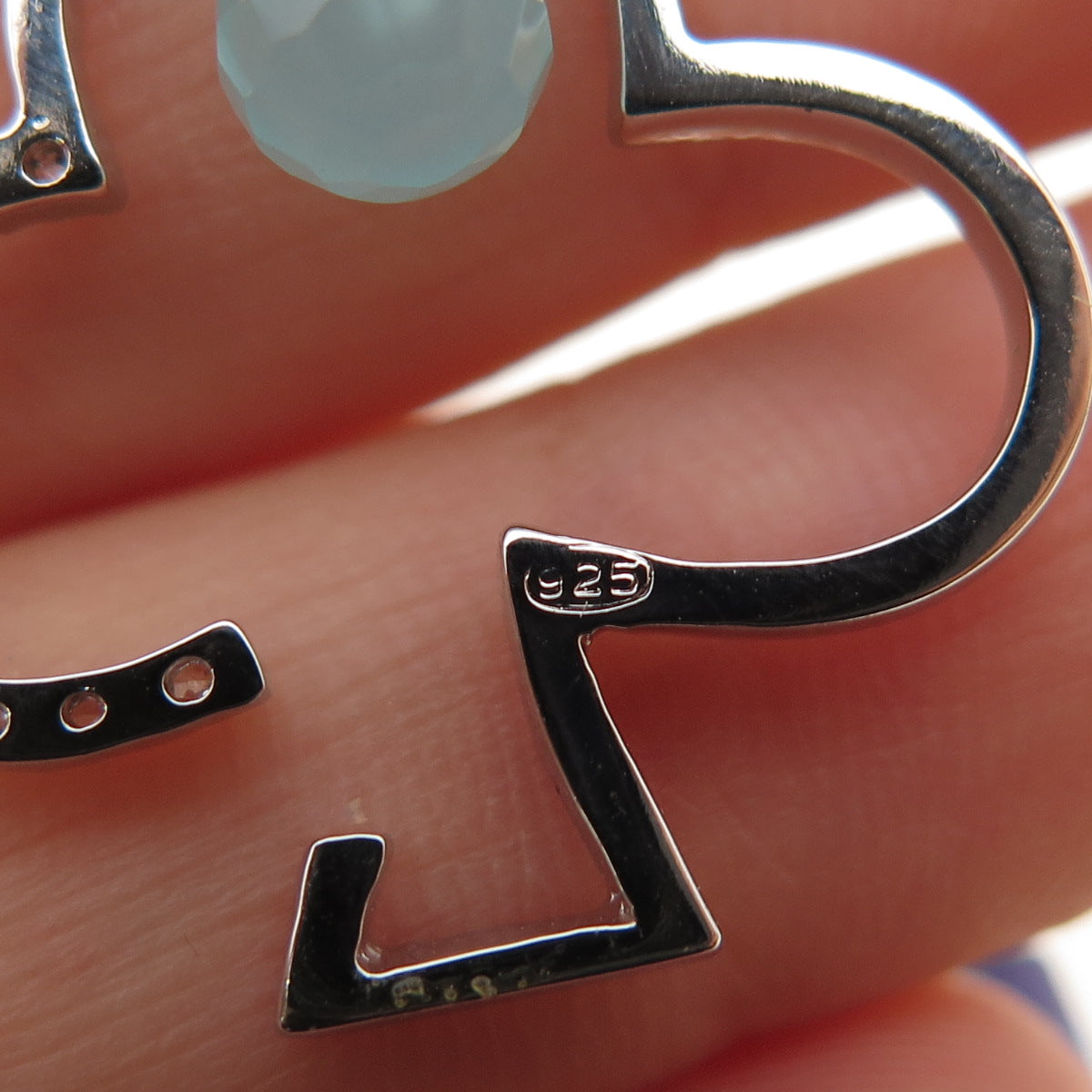 925 Sterling Silver Real Chalcedony & C Z Club Charm Pendant