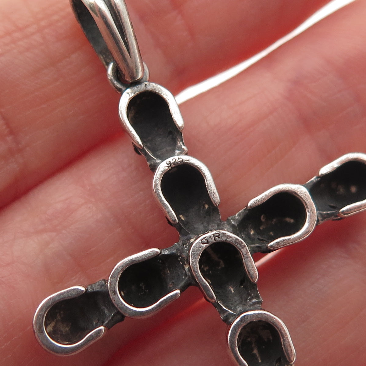 925 Sterling Silver Vintage Skull Cross Oxidized Gothic Pendant