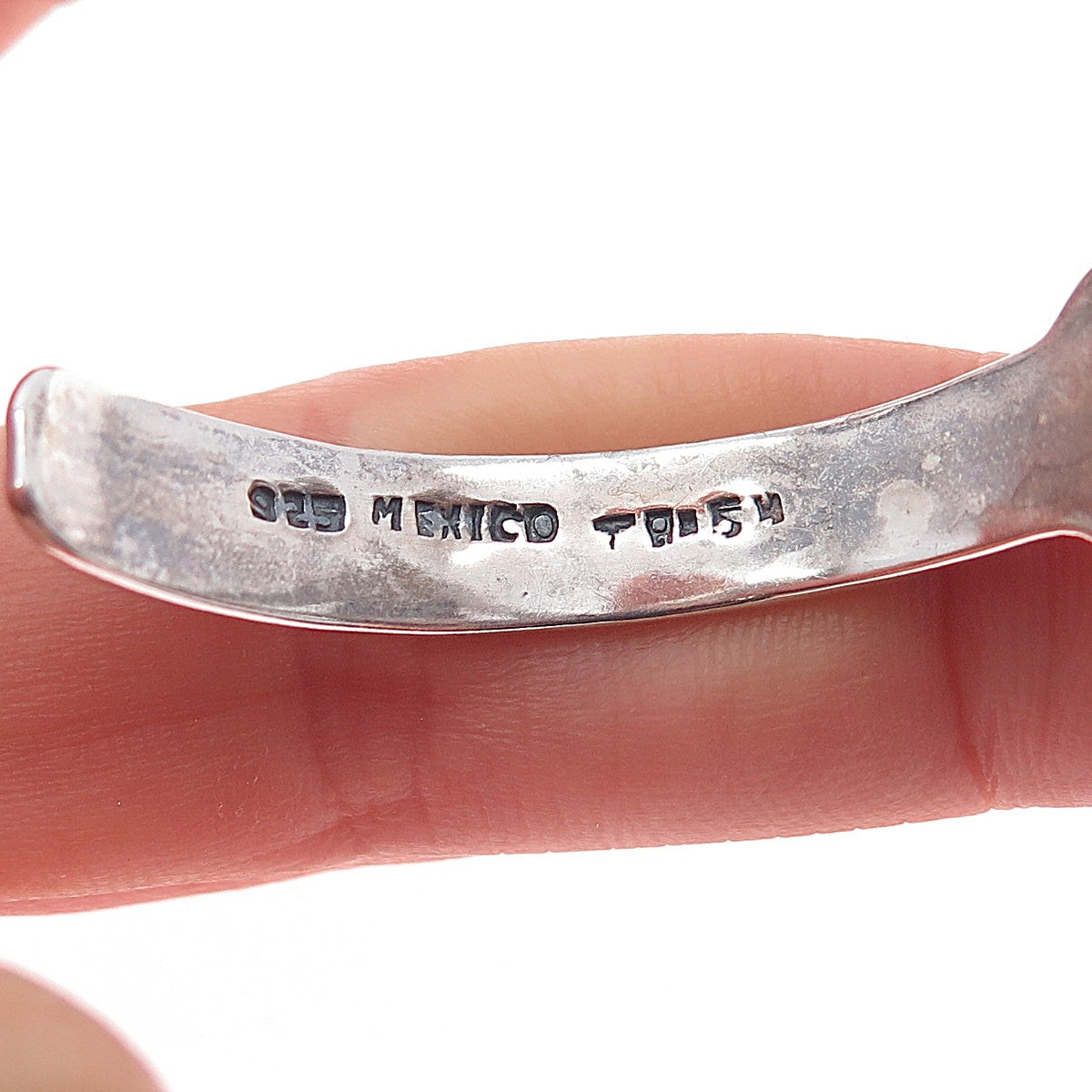 925 Sterling Silver Vintage Mexico Real Turquoise Flower Adjustable Bracelet 7"