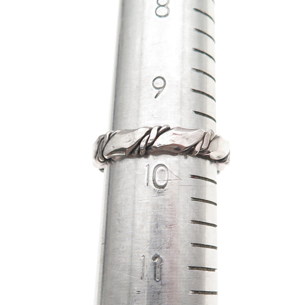 925 Sterling Silver Vintage Modernist Twisted Oxidized Band Ring Size 9.75