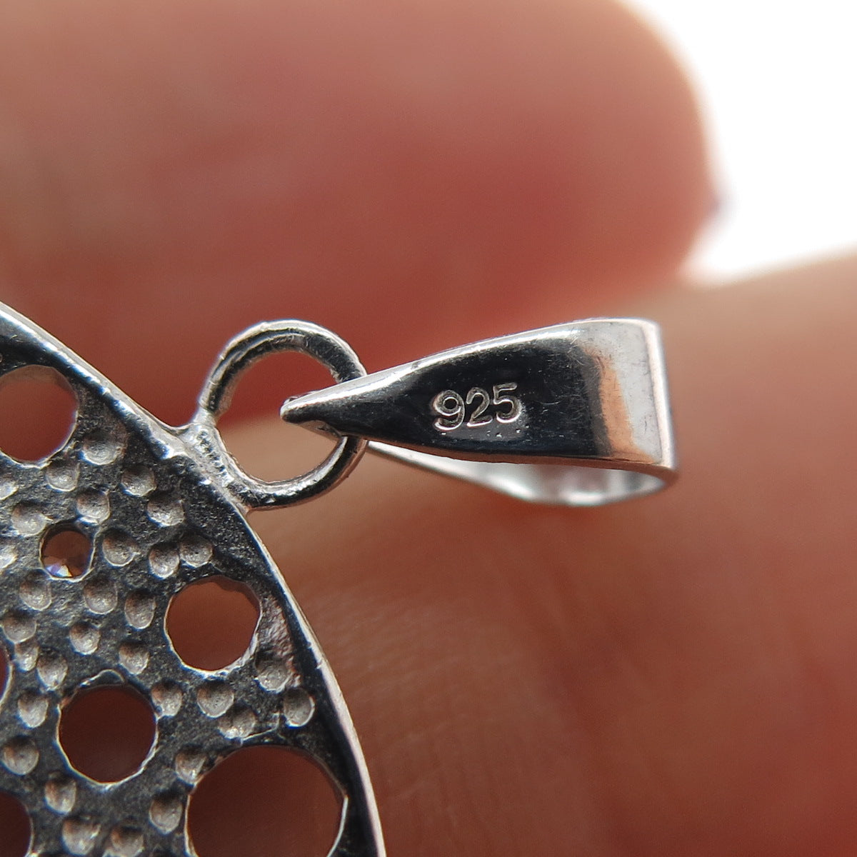 925 Sterling Silver Vintage Round-Cut C Z Modernist Disc Pendant